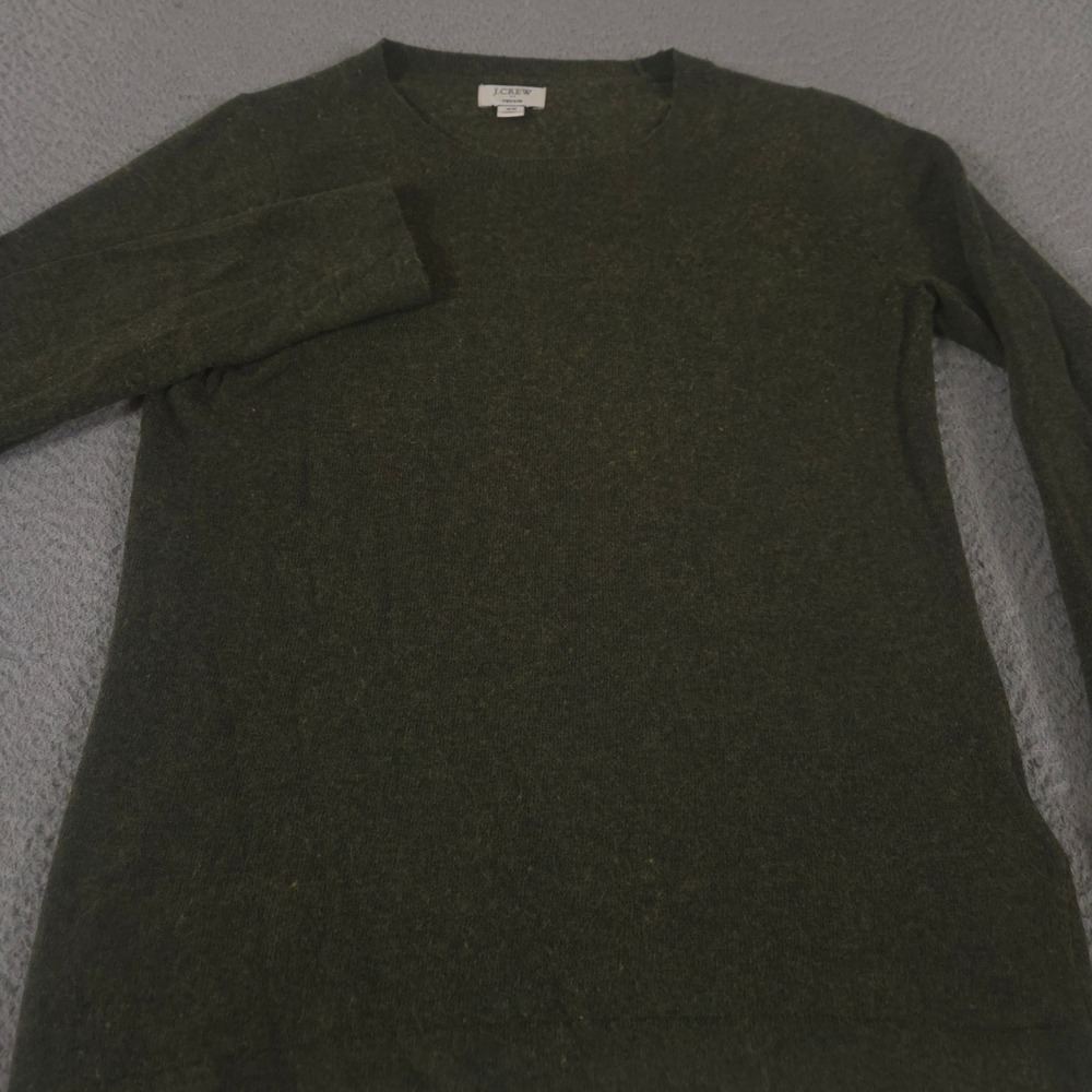 J.Crew Sweater Womens XS Green Teddie Cotton Merino Wool Blend Crewneck Knit Top